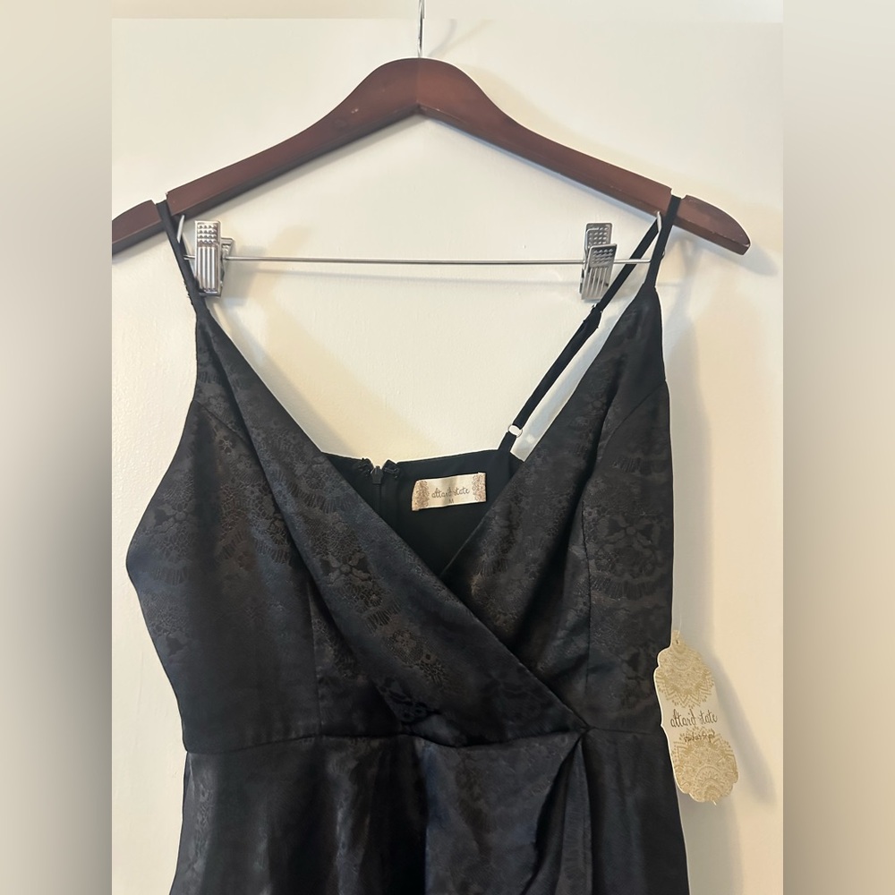 NWT Altar’d State Satin Floral Layered Black Dress Women’s Size M - Picture 3 of 6